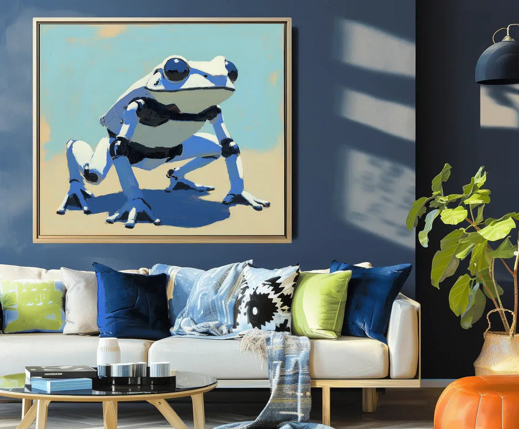 Futurist Frog Canvas-Minimally Styled Technological Frog Abstract Decorative Wall Art