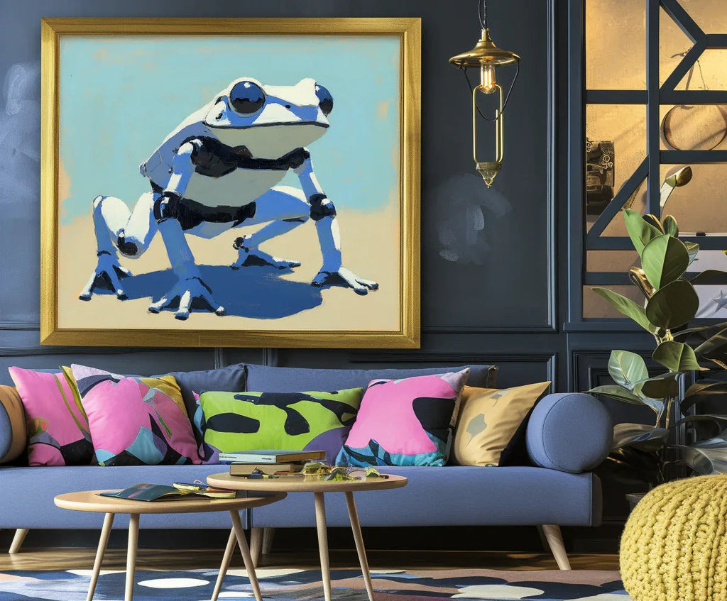 Futurist Frog Canvas-Minimally Styled Technological Frog Abstract Decorative Wall Art