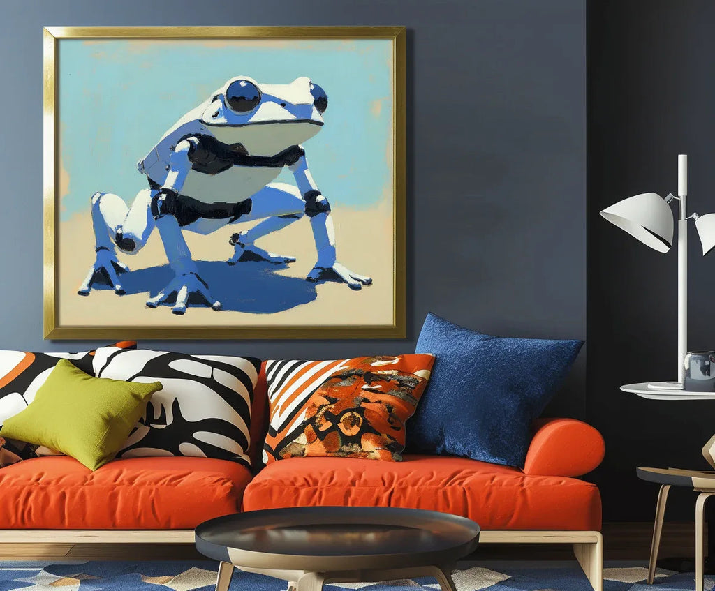 Futurist Frog Canvas-Minimally Styled Technological Frog Abstract Decorative Wall Art