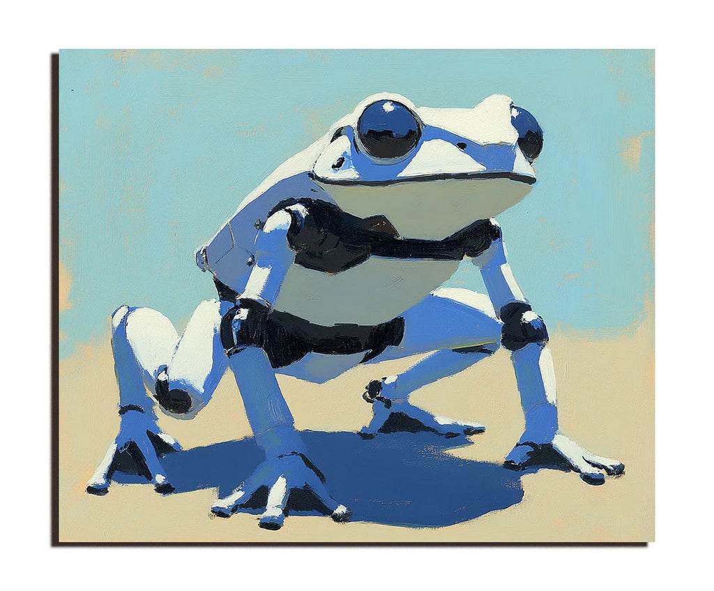 Futurist Frog Canvas-Minimally Styled Technological Frog Abstract Decorative Wall Art