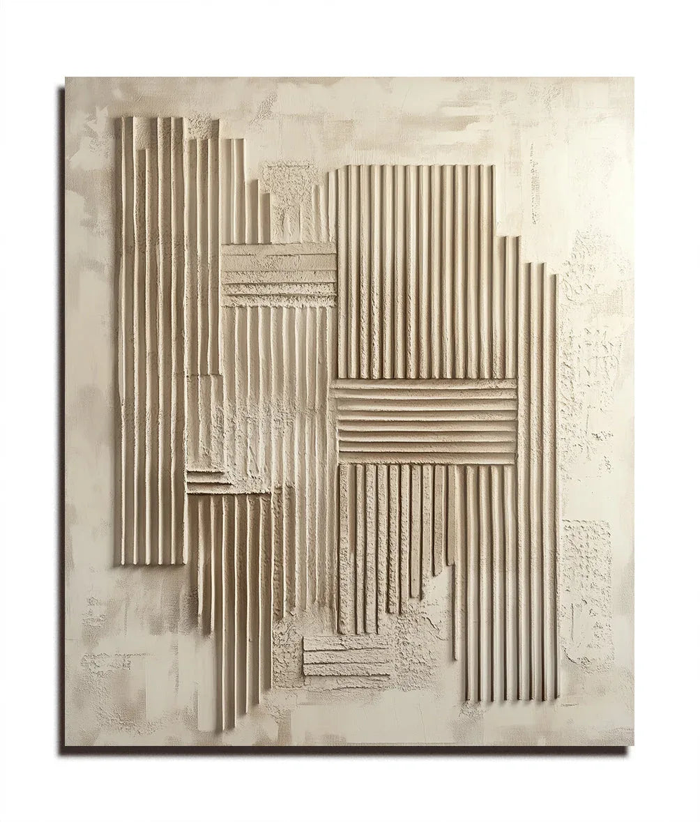 Echoes of Structure -Warm Toned Geometric Hand Drawn Line Texture Wall Art