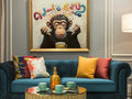 Morning Brew Monkey-Color Fonts and Coffee Gorilla Creative Abstract Wall Art