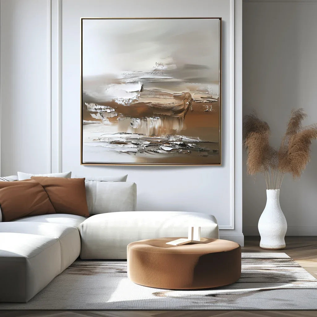 Earthen Symphony - Warm Brown Natural Abstract Wall Art#WB10095