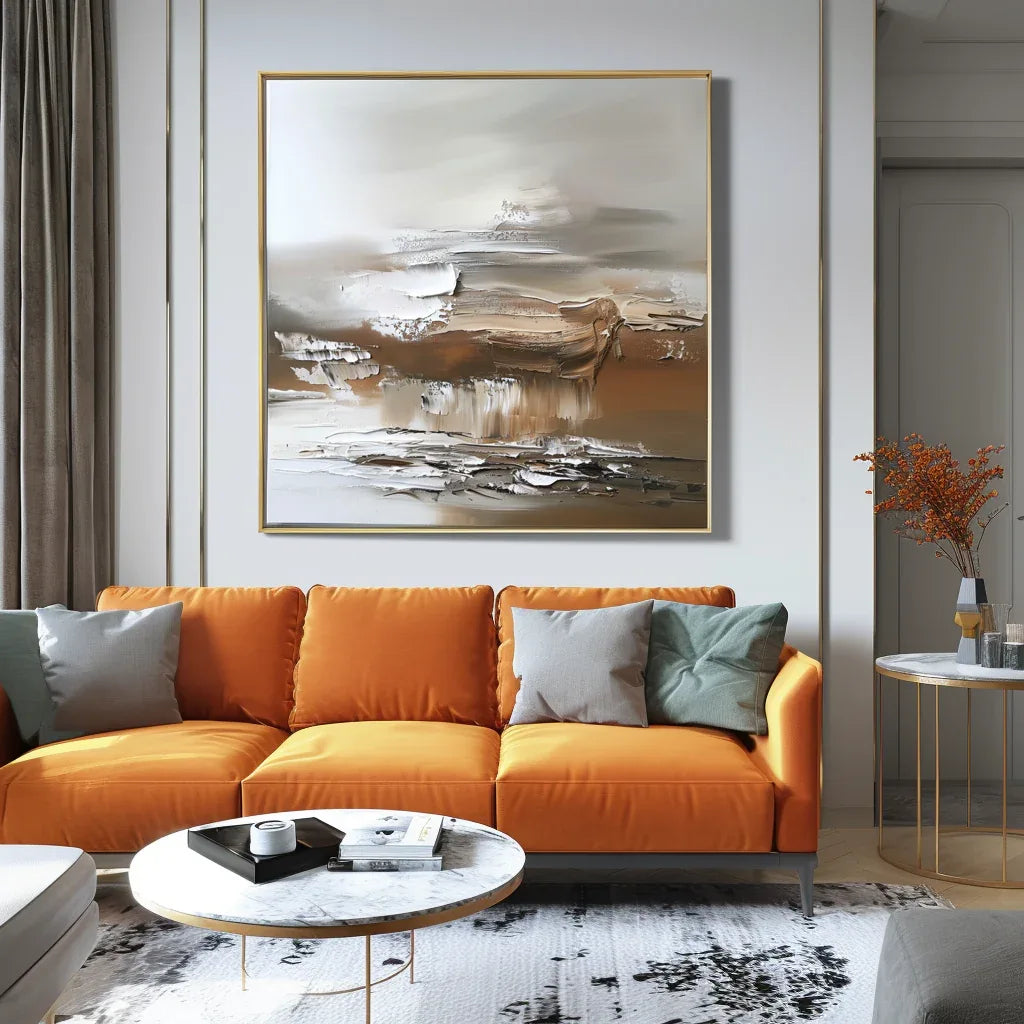 Earthen Symphony - Warm Brown Natural Abstract Wall Art#WB10095