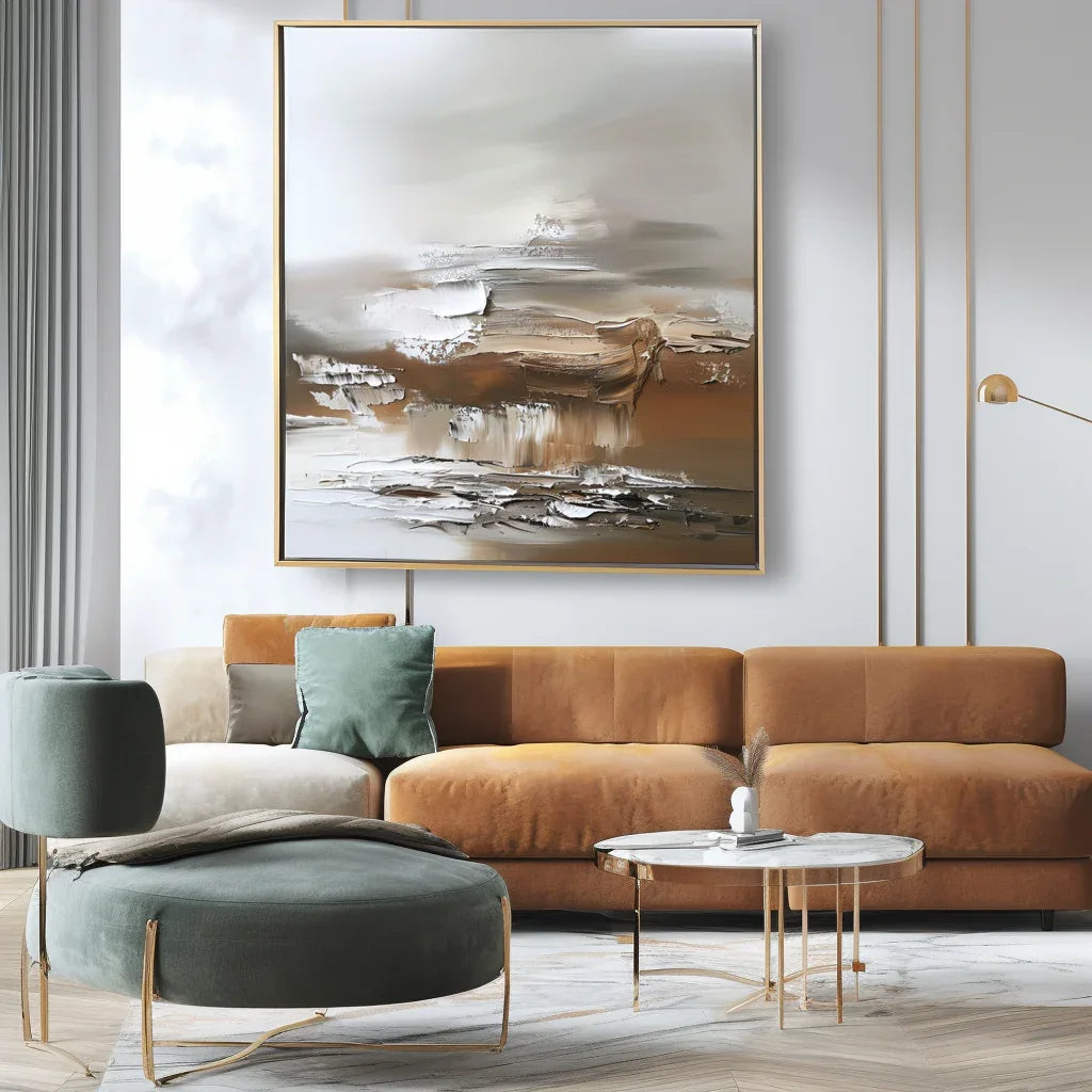 Earthen Symphony - Warm Brown Natural Abstract Wall Art#WB10095