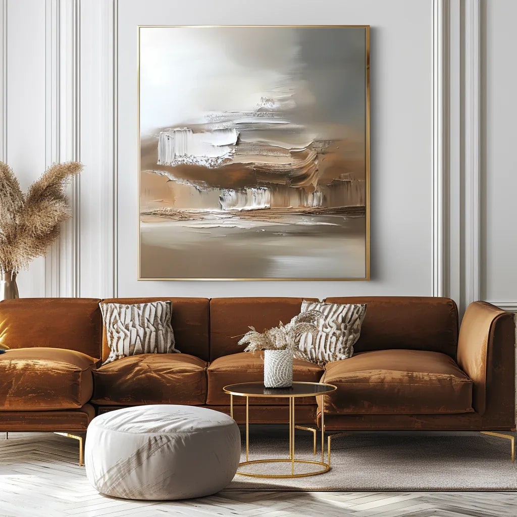 Eternal Horizons-Minimalist Warm Brown Natural Abstract Wall Art#WB10094