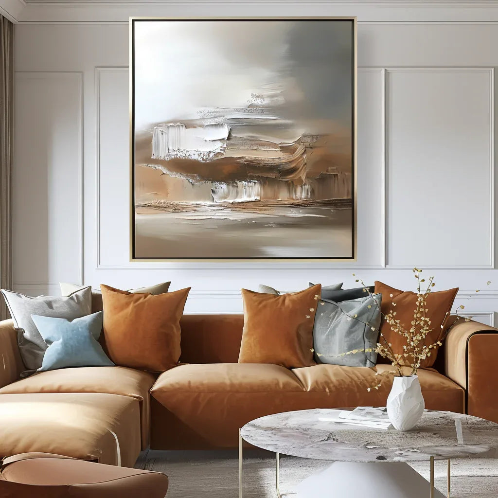 Eternal Horizons-Minimalist Warm Brown Natural Abstract Wall Art#WB10094