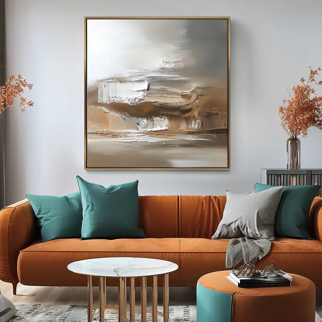 Eternal Horizons-Minimalist Warm Brown Natural Abstract Wall Art#WB10094