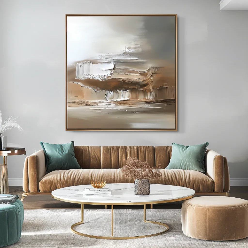 Fragmented Stillness - Hand Drawn Texture Abstract Cliff Wall Art