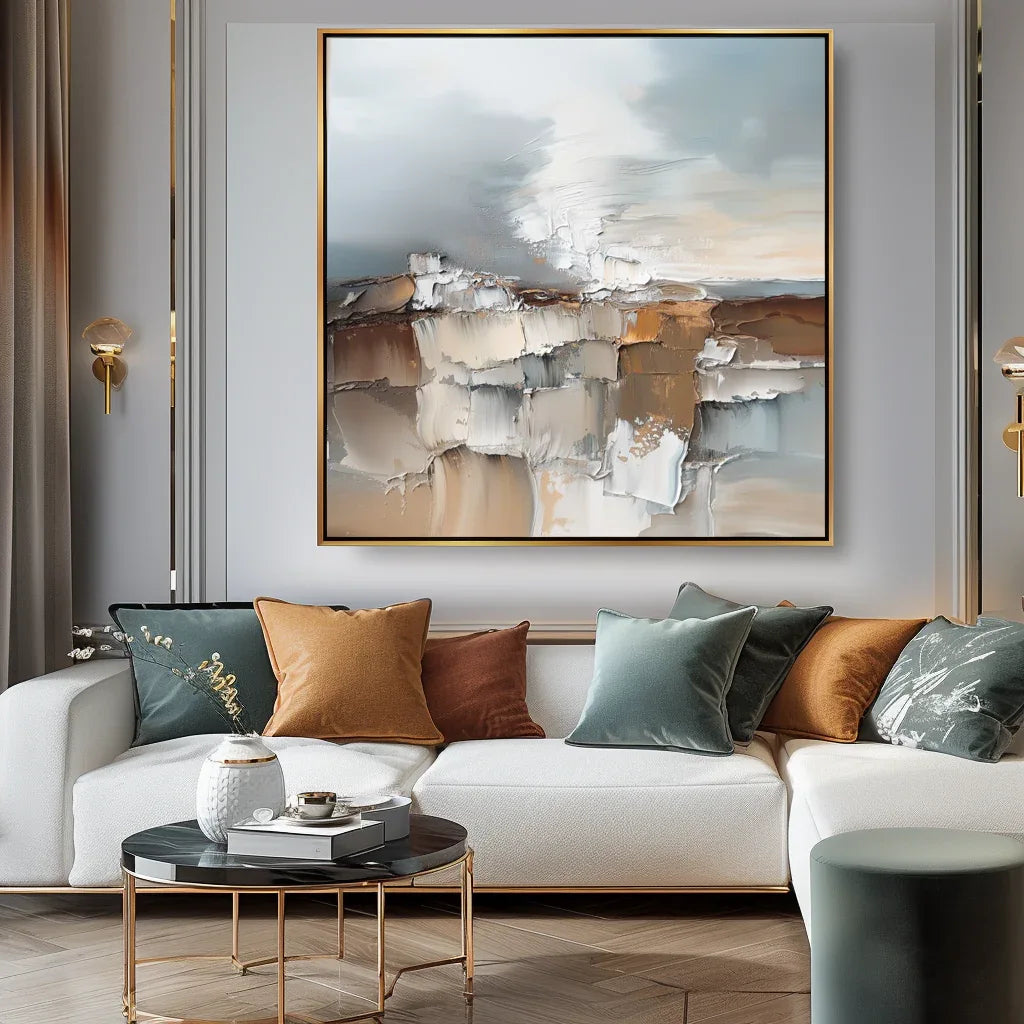 Fragmented Stillness - Hand Drawn Texture Abstract Cliff Wall Art