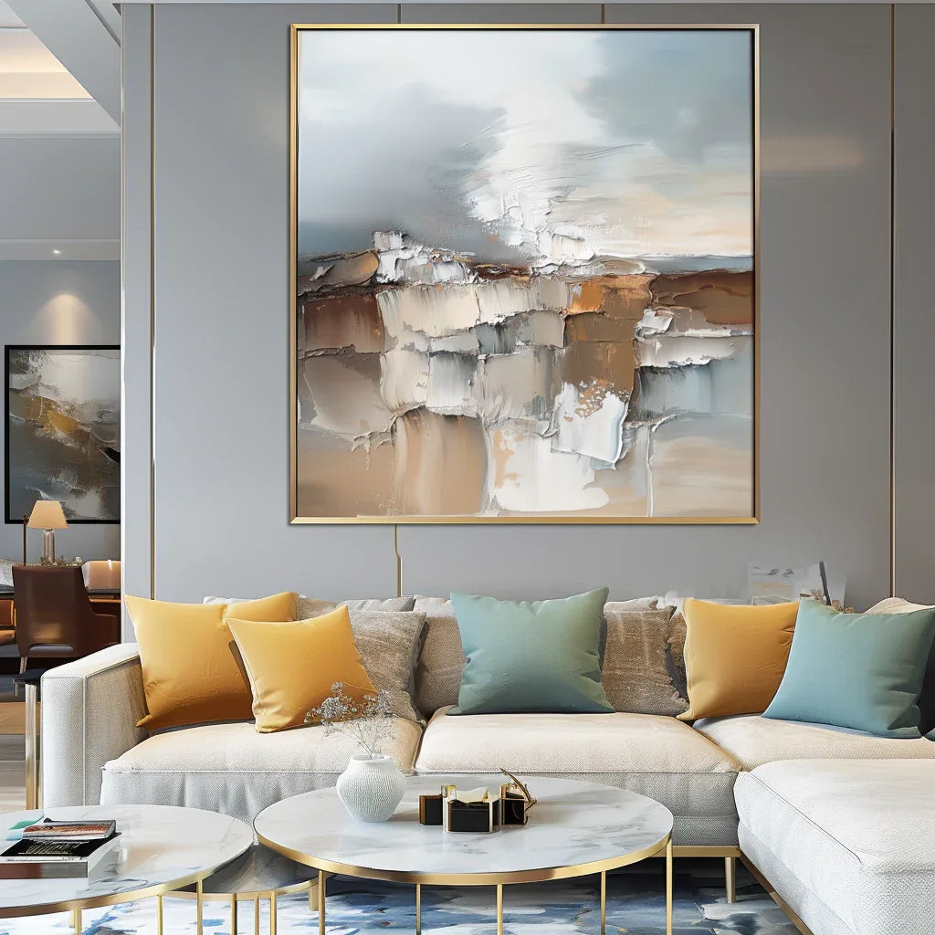 Fragmented Stillness - Hand Drawn Texture Abstract Cliff Wall Art