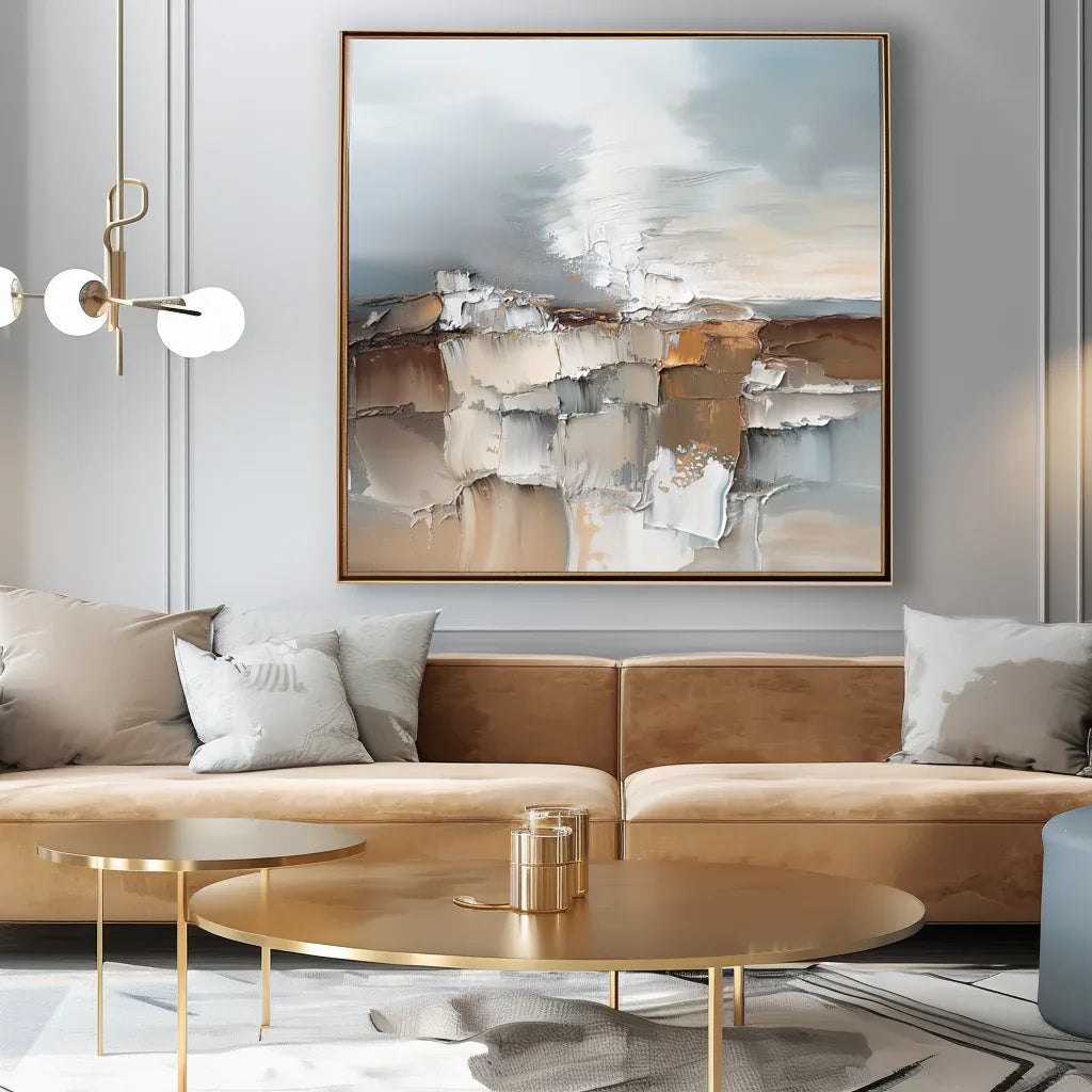 Fragmented Stillness - Hand Drawn Texture Abstract Cliff Wall Art