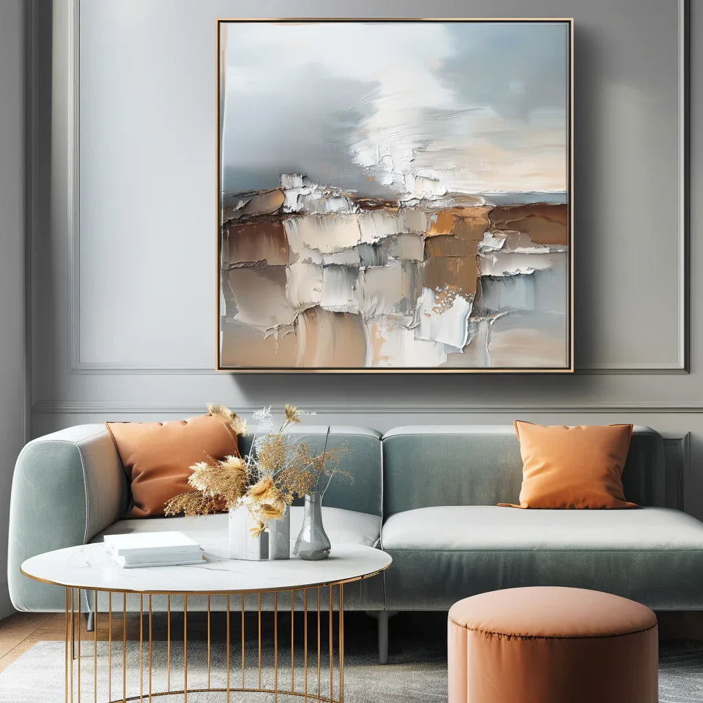 Fragmented Stillness - Hand Drawn Texture Abstract Cliff Wall Art