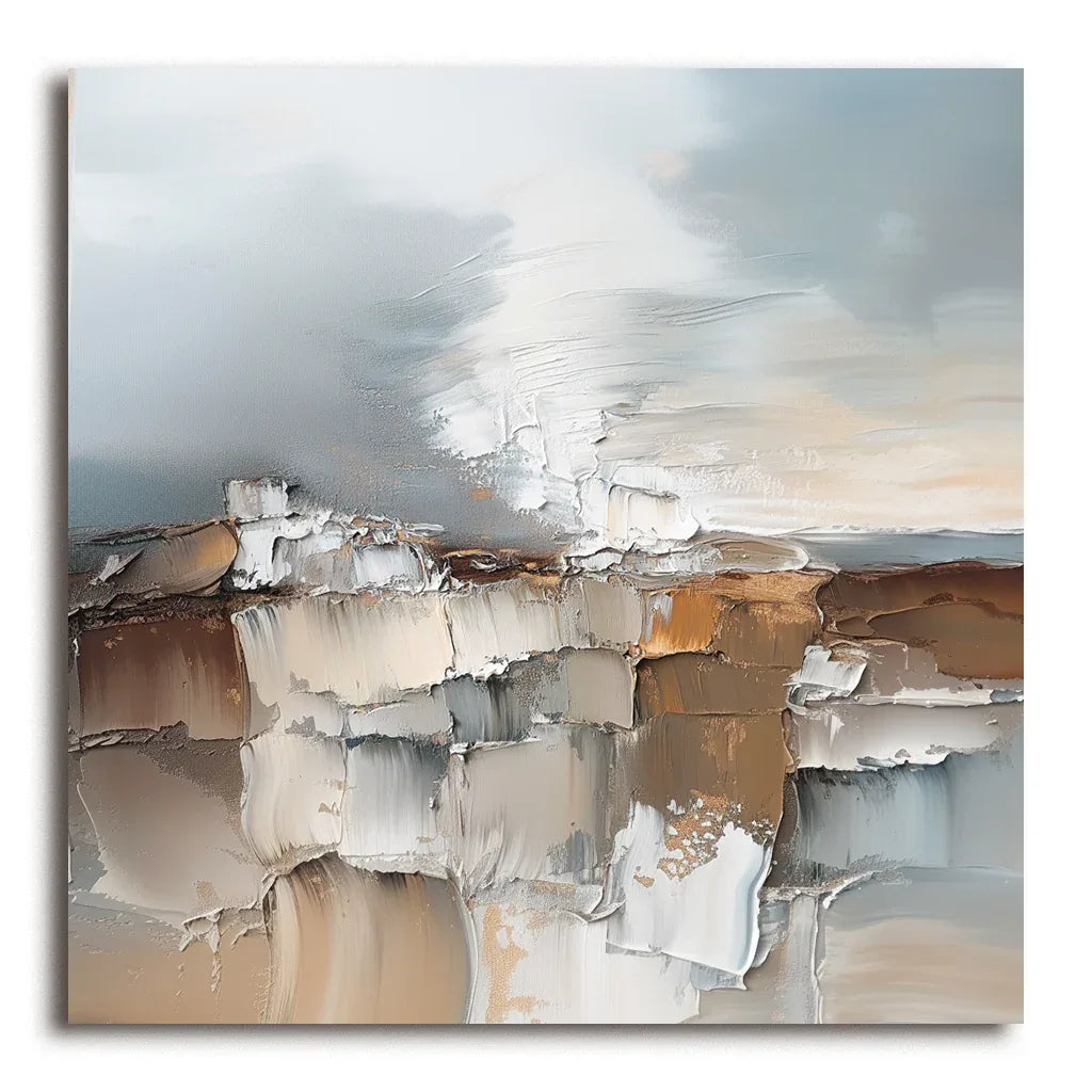 Fragmented Stillness - Hand Drawn Texture Abstract Cliff Wall Art
