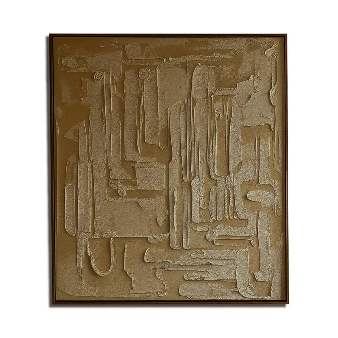 Echoes of Form-Gold Brown Relief Abstract Hand-Painted Texture Oil Painting Wall Art
