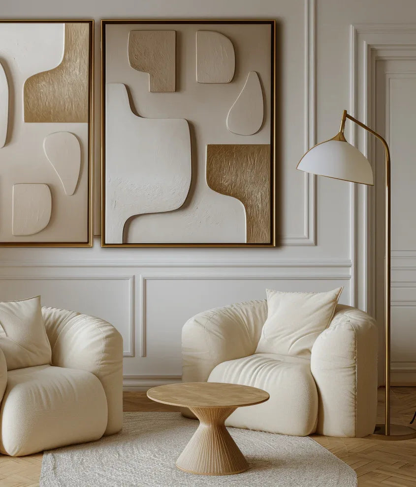 Sculpted Neutrals-Modern Minimalist Neutral Decor Abstract Geometric Wall Art
