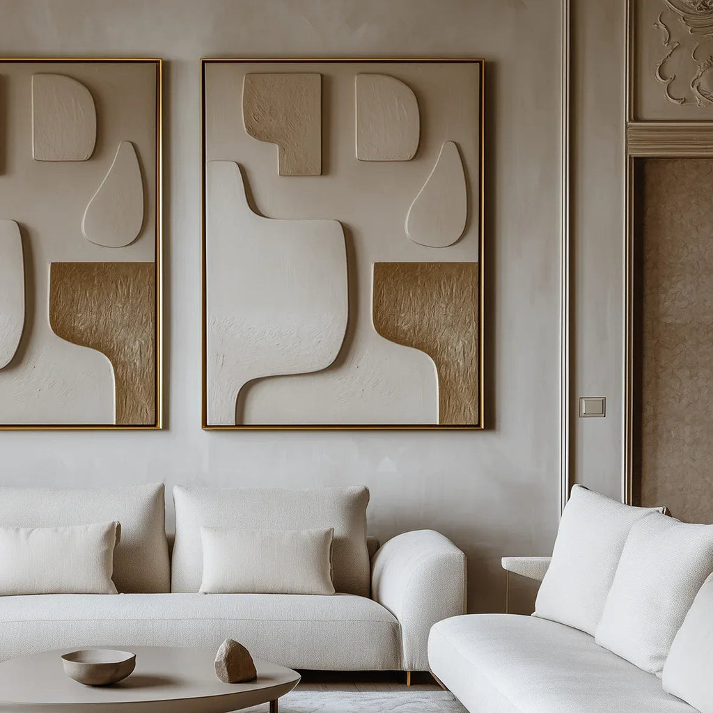 Sculpted Neutrals-Modern Minimalist Neutral Decor Abstract Geometric Wall Art