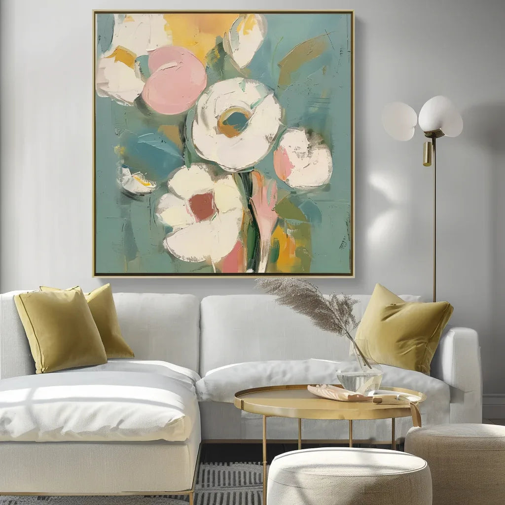 Blooming Grace Abstract Flowers-Abstract Soft Color Bouquet Texture Wall Art#FL10049