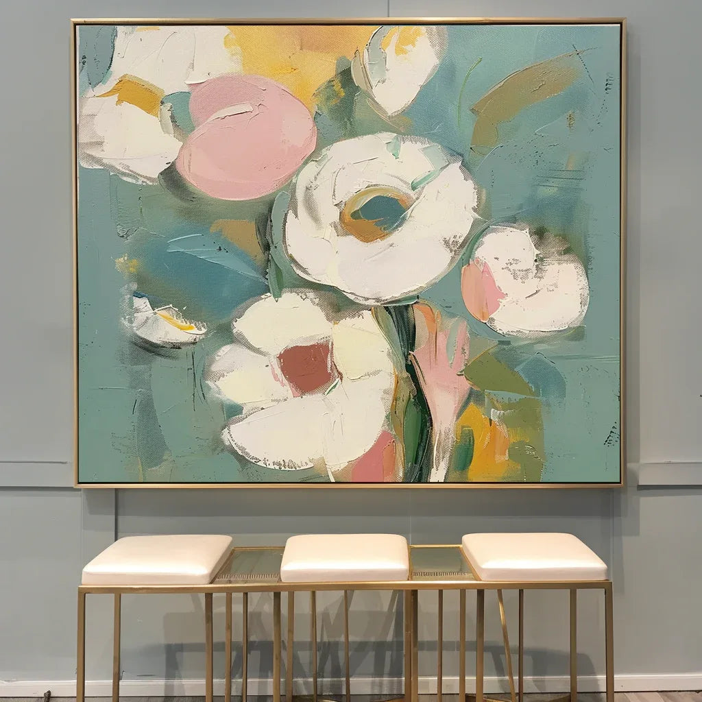 Blooming Grace Abstract Flowers-Abstract Soft Color Bouquet Texture Wall Art#FL10049