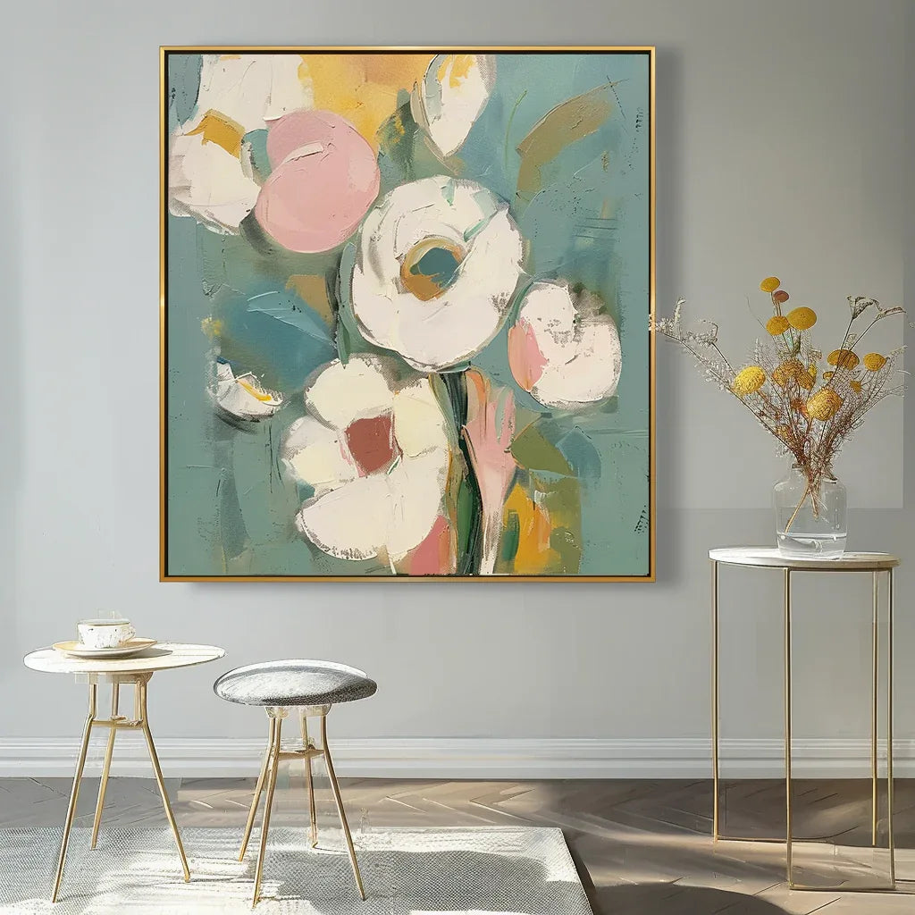 Blooming Grace Abstract Flowers-Abstract Soft Color Bouquet Texture Wall Art#FL10049