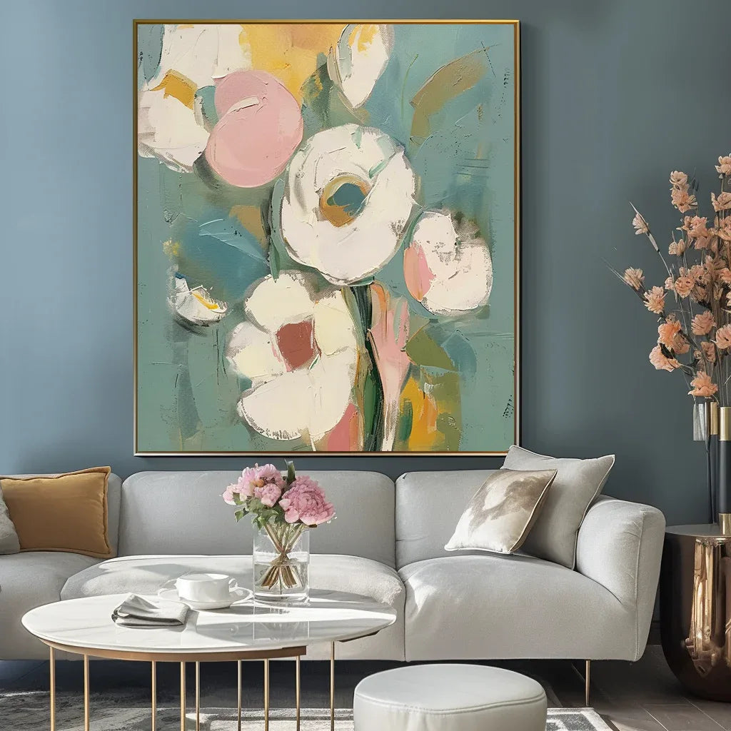 Blooming Grace Abstract Flowers-Abstract Soft Color Bouquet Texture Wall Art#FL10049