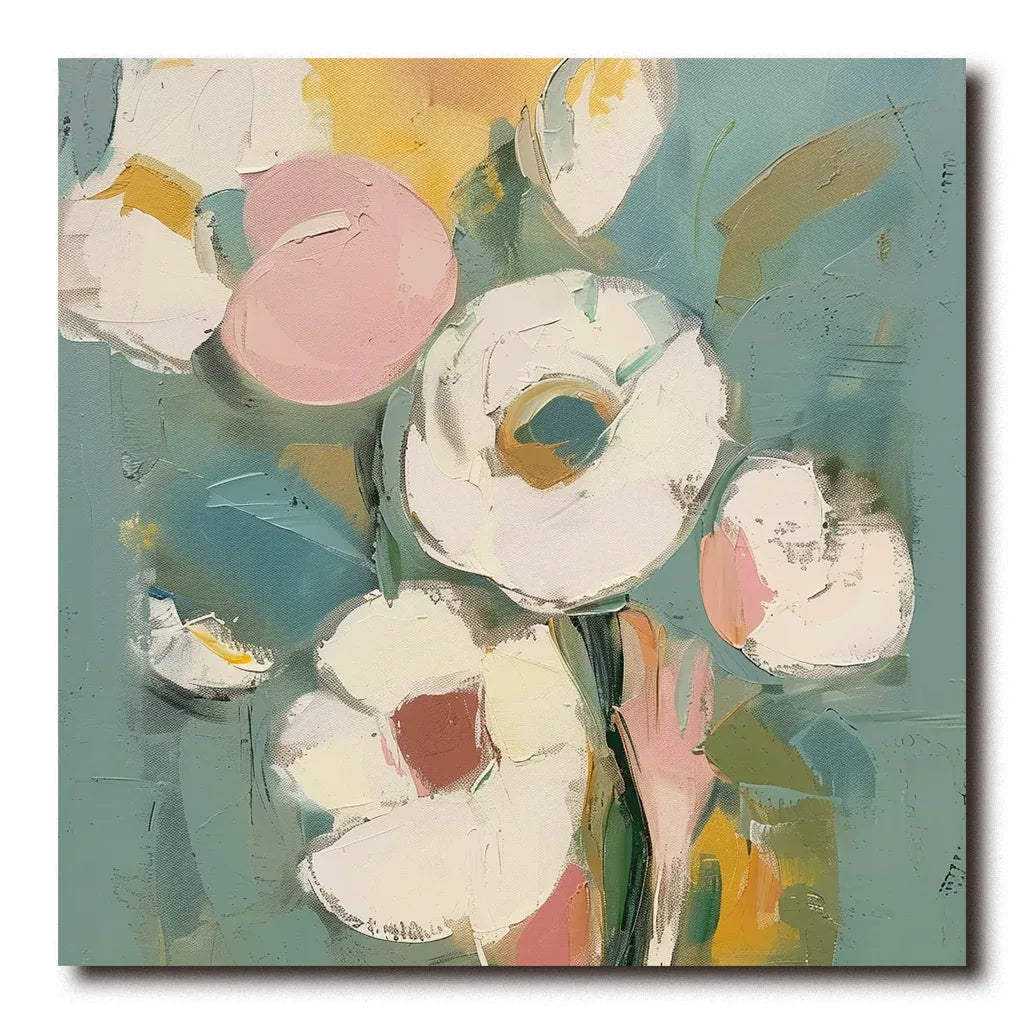 Blooming Grace Abstract Flowers-Abstract Soft Color Bouquet Texture Wall Art#FL10049