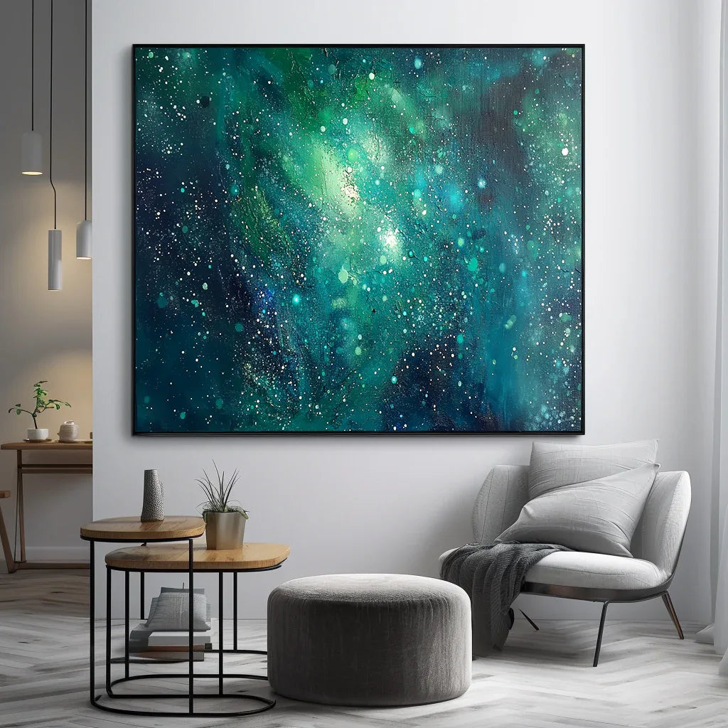Stellar Dreams - Hand-Painted Deep Sea Starry Sky Abstract Oil Painting Wall Art