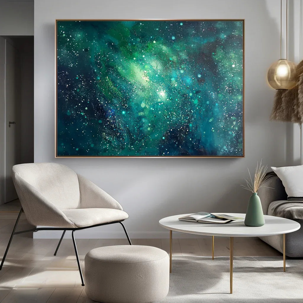 Stellar Dreams - Hand-Painted Deep Sea Starry Sky Abstract Oil Painting Wall Art