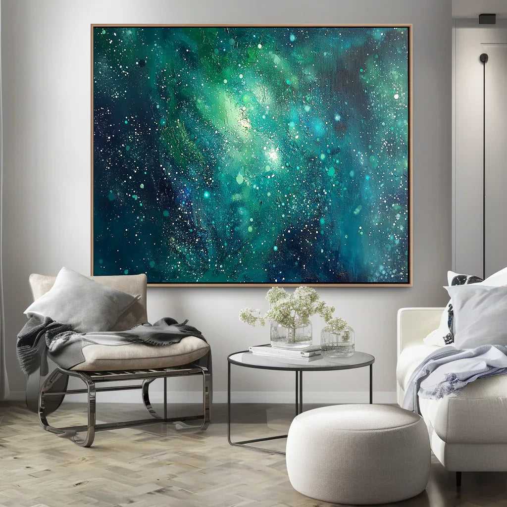 Stellar Dreams - Hand-Painted Deep Sea Starry Sky Abstract Oil Painting Wall Art