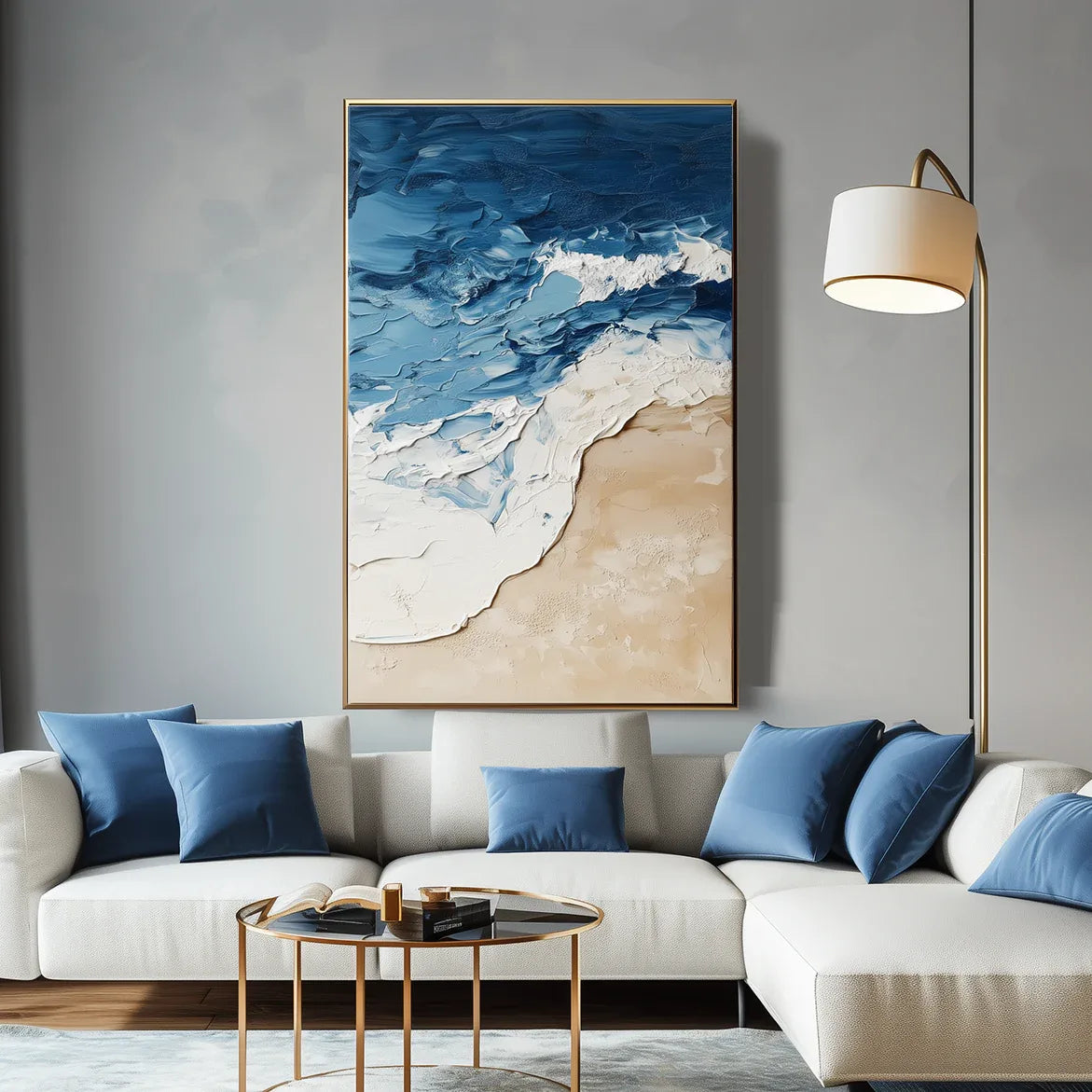 Coastal Harmony Canvas-Blue and White Three-Dimensional Coastal Abstract Wall Art
