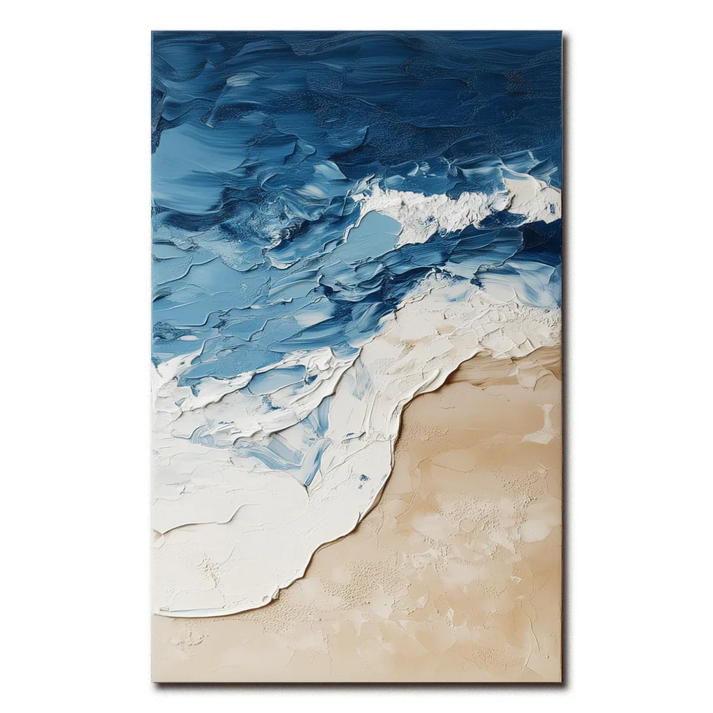 Coastal Harmony Canvas-Blue and White Three-Dimensional Coastal Abstract Wall Art
