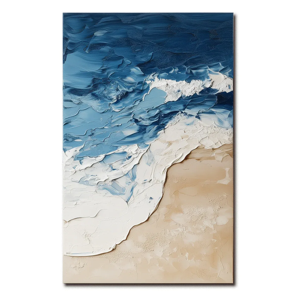 Coastal Harmony Canvas-Blue and White Three-Dimensional Coastal Abstract Wall Art