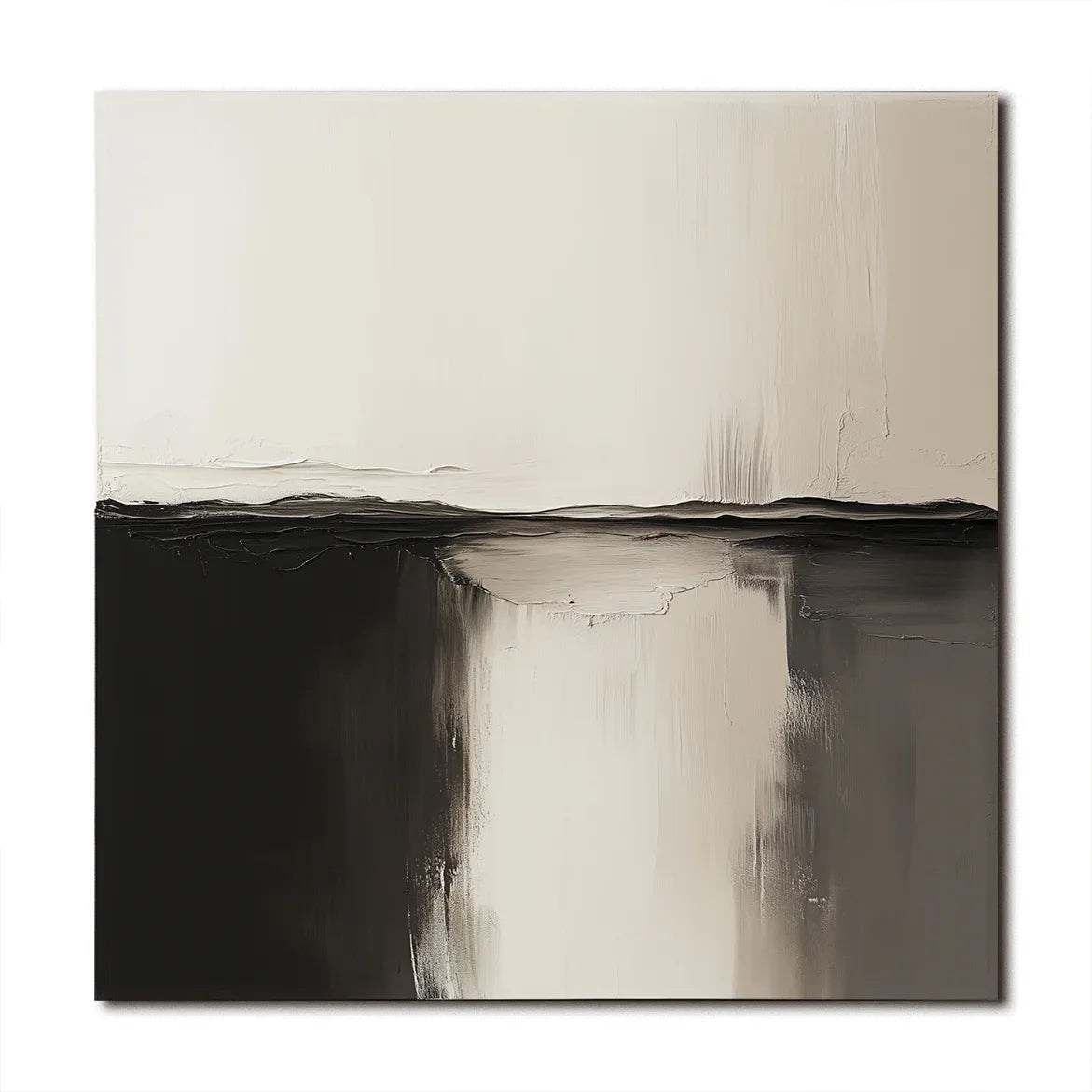 Eclipse Horizon Canvas-Wabi-Sabi Style Abstract Black and White Wall Art#WB10091