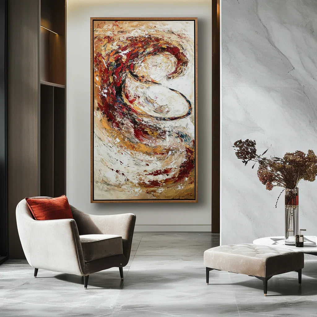 Ember Spiral – Dynamic Abstract Textured Oil Painting#AB14065
