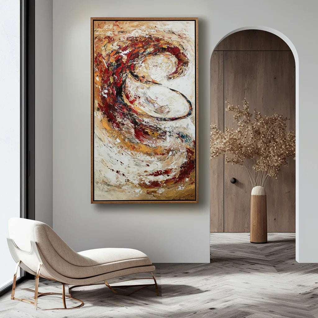 Ember Spiral – Dynamic Abstract Textured Oil Painting#AB14065