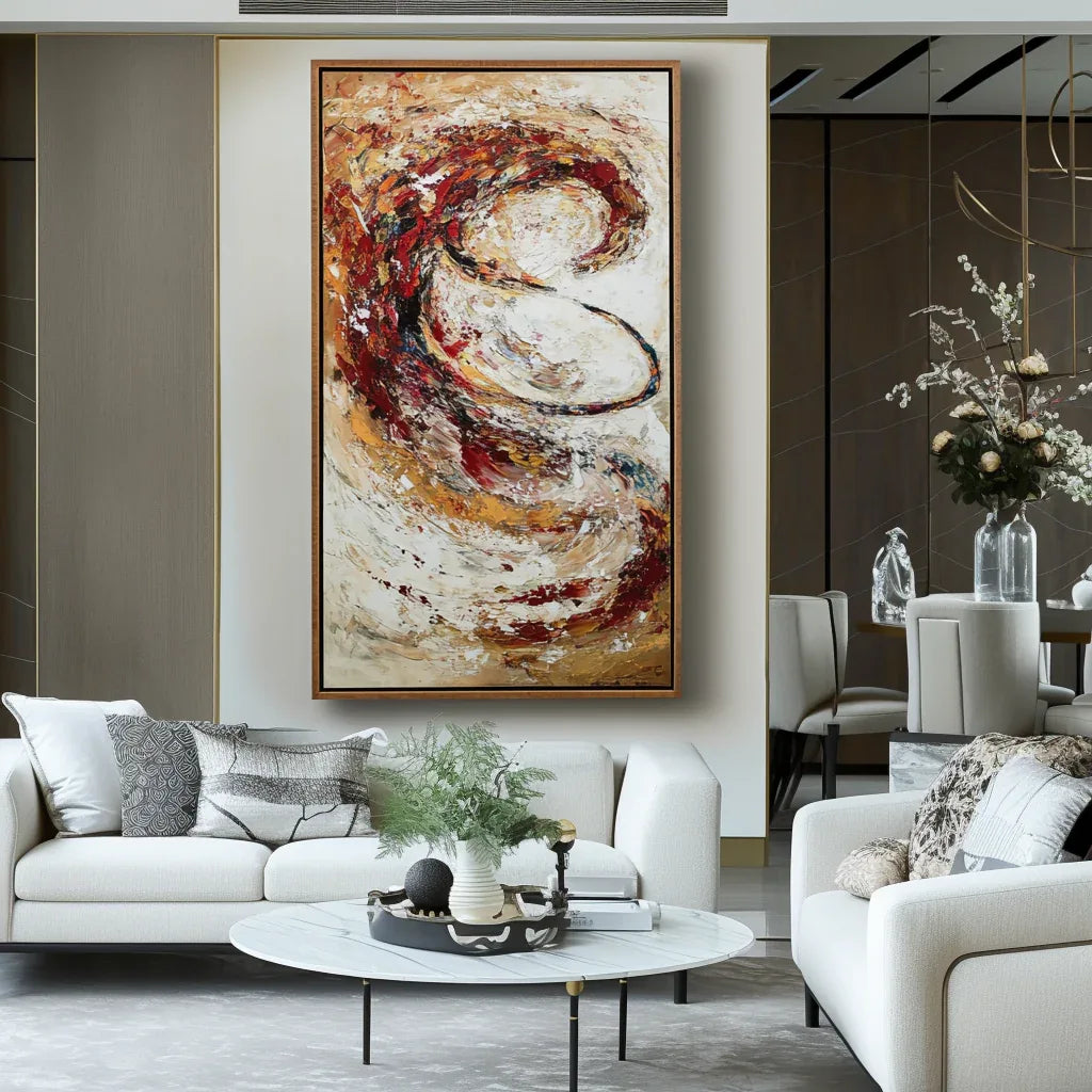 Ember Spiral – Dynamic Abstract Textured Oil Painting#AB14065