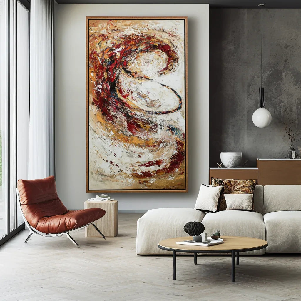 Ember Spiral – Dynamic Abstract Textured Oil Painting#AB14065