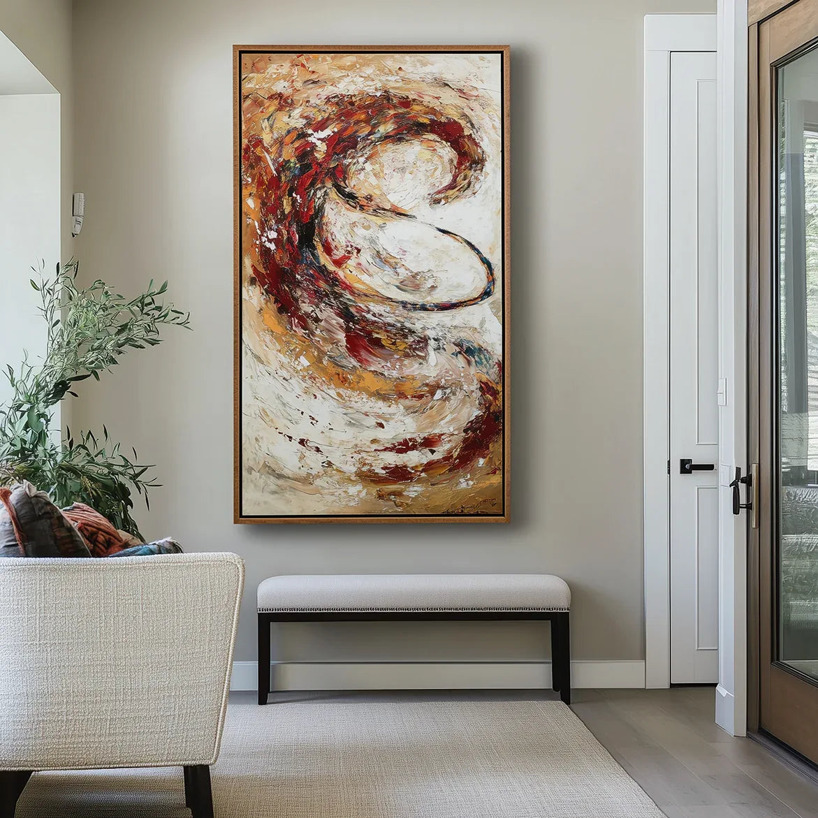 Ember Spiral – Dynamic Abstract Textured Oil Painting#AB14065