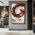 Crimson Current – Abstract Swirling Textured Oil Painting #AB14064