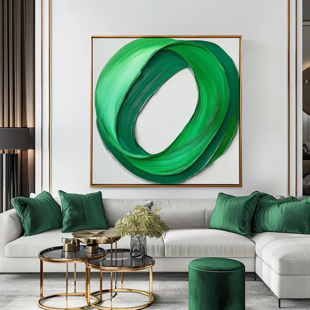 Loop of Light - Abstract Oil Painting for Minimalist Modern Wall Art