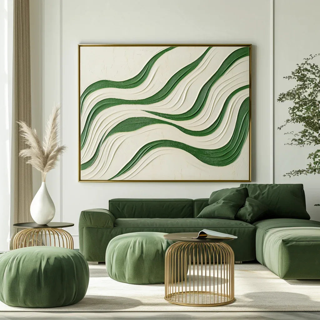 Echo Drift - Abstract Oil Painting  For Wavy Line Modern Wall Art