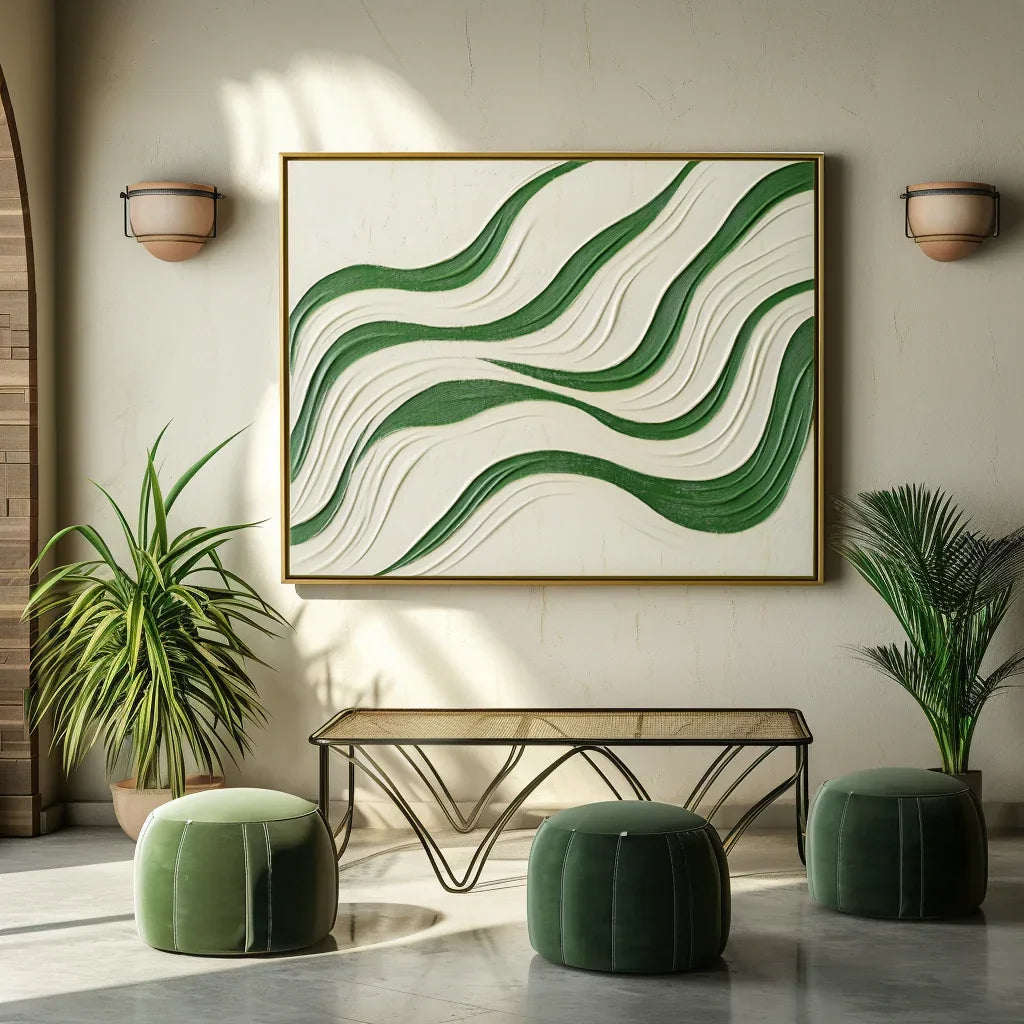 Echo Drift - Abstract Oil Painting  For Wavy Line Modern Wall Art