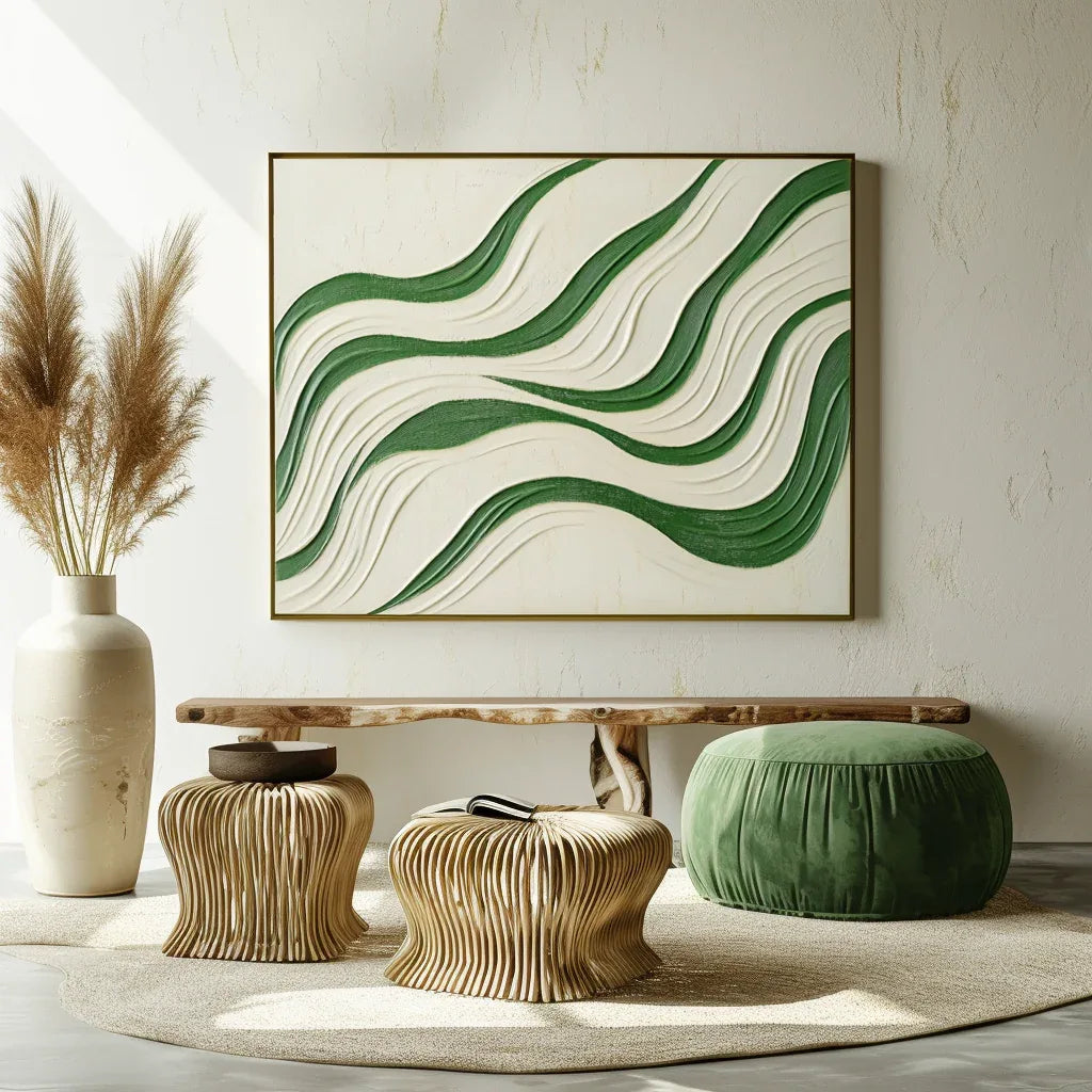 Echo Drift - Abstract Oil Painting  For Wavy Line Modern Wall Art