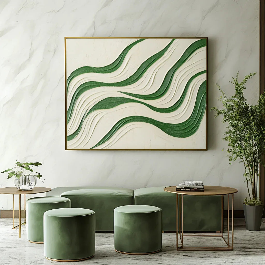 Echo Drift - Abstract Oil Painting  For Wavy Line Modern Wall Art