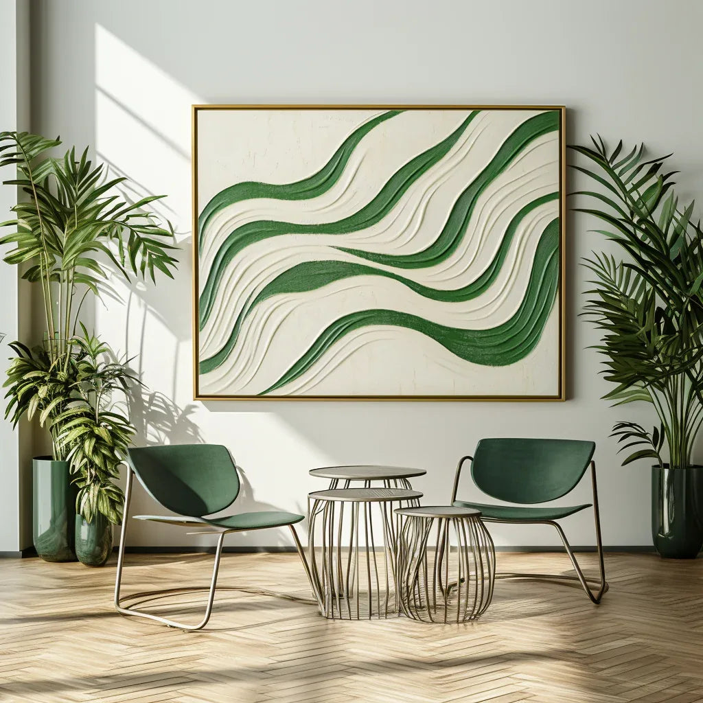 Echo Drift - Abstract Oil Painting  For Wavy Line Modern Wall Art