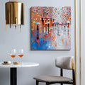City of Umbrellas art-Colorful Urban Rainy Day Abstract Wall Art