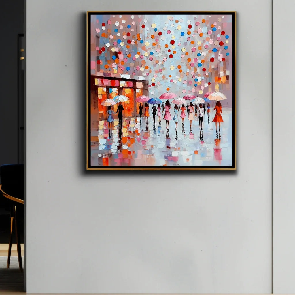 Dot Rain Urban-Colorful Urban Abstract Texture Wall Art