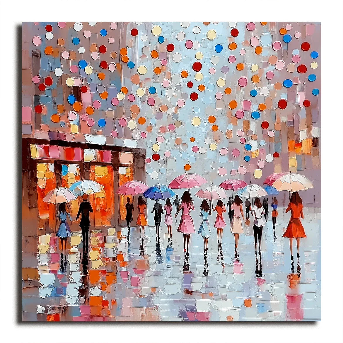 Dot Rain Urban-Colorful Urban Abstract Texture Wall Art