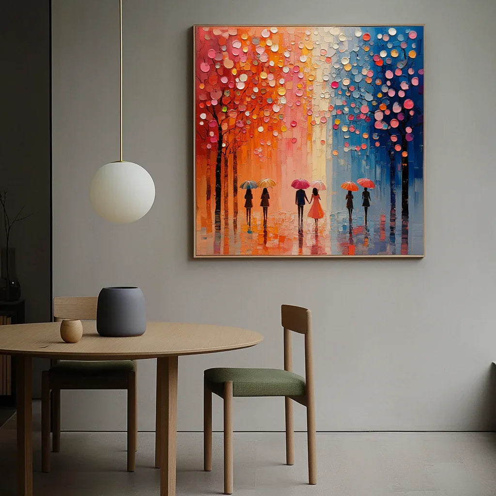 Rain Hues Echo-Hand Drawn Gradient Color Forest Abstract Wall Art