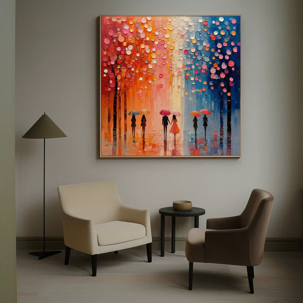 Rain Hues Echo-Hand Drawn Gradient Color Forest Abstract Wall Art